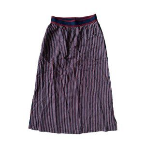 ACOTE Cotelac Burgundy Navy Striped MIDI Skirt Suze US XL